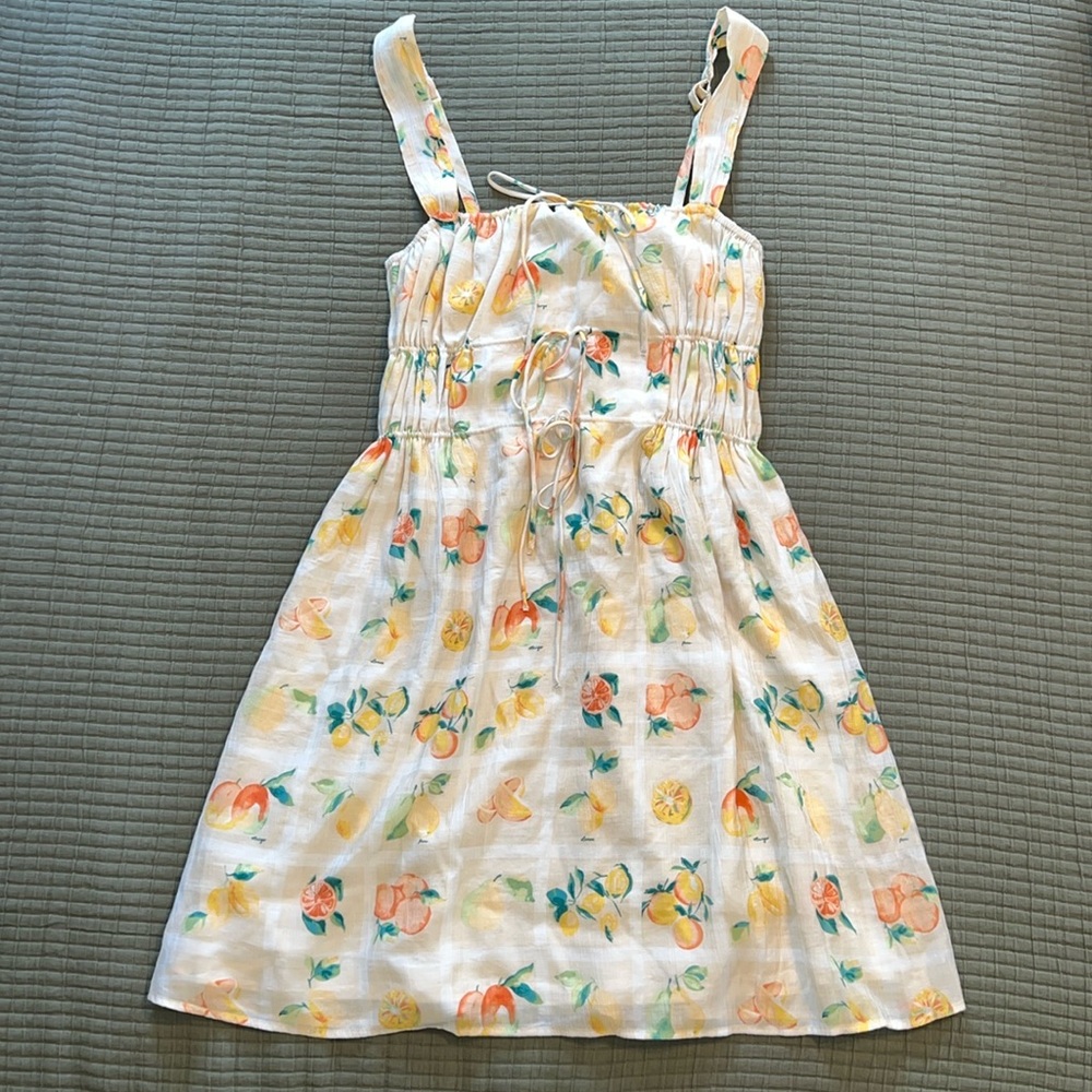 Citrus Print Tie Front Dress